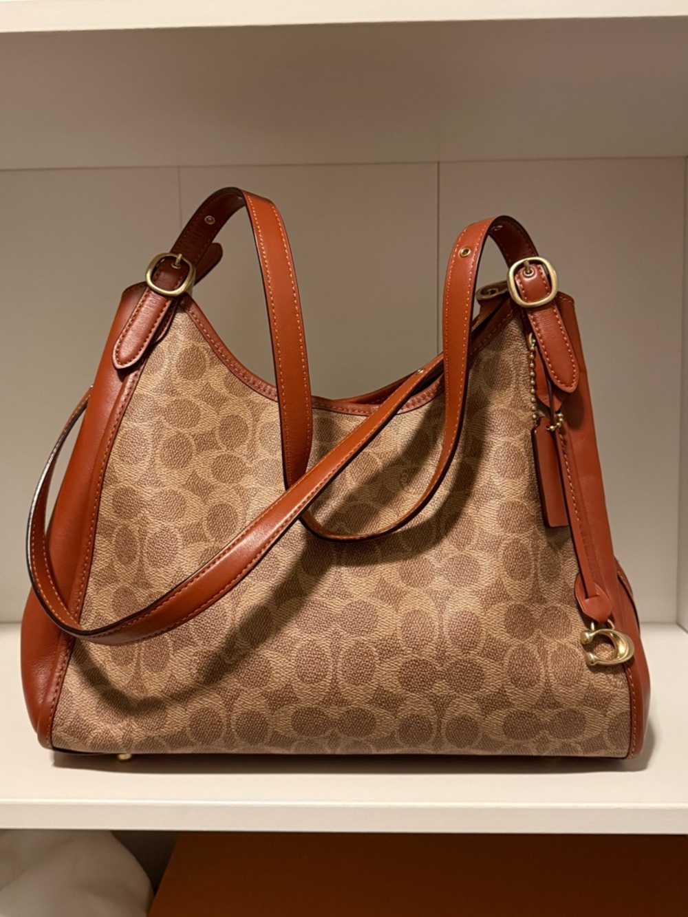 Coach Lori Canvas Coated Sig Print with Leather Trim